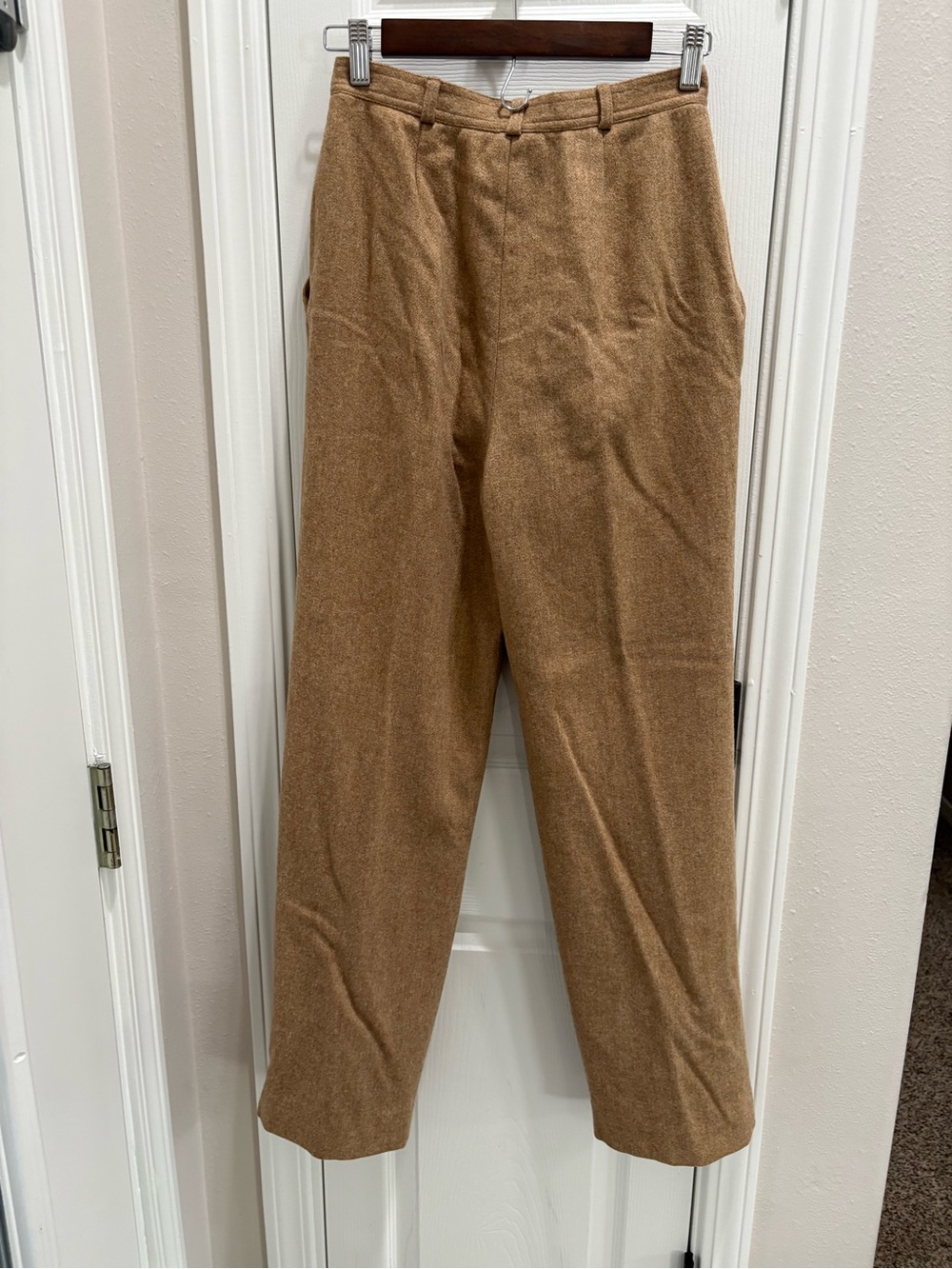 Vintage Casual Wool-Blend Pants in Camel - Picture 2 of 7